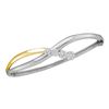 Image 1 : 0.50 CTW Diamond Flower Cluster Bangle Bracelet 14KT Two-tone Gold - REF-75Y2X