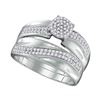 Image 2 : 0.55 CTW His & Hers Diamond Cluster Matching Bridal Ring 10KT White Gold - REF-59W9K