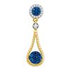 Image 1 : 0.37 CTW Blue Color Diamond Cradled Cluster Pendant 10KT Yellow Gold - REF-22H4M