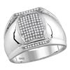 Image 1 : 0.33 CTW Mens Pave-set Diamond Vertical Rectangle Cluster Ring 10KT White Gold - REF-38Y9X