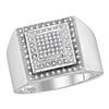 Image 1 : 0.30 CTW Mens Diamond Square Cluster Ring 10KT White Gold - REF-44F9N