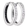 Image 1 : 0.49 CTW Black Color Diamond In/Out Hoop Earrings 10KT White Gold - REF-36X2Y