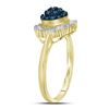 Image 2 : 0.50 CTW Blue Color Diamond Framed Cluster Ring 10KT Yellow Gold - REF-22W4K