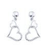 Image 1 : 0.10 CTW Diamond Linked Hearts Dangle Screwback Earrings 10KT White Gold - REF-10Y5X