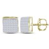 Image 1 : 1.47 CTW Princess Diamond Square Cluster Stud Earrings 14KT Yellow Gold - REF-104F9N