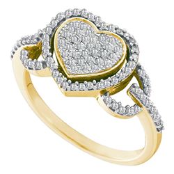 0.33 CTW Diamond Heart Ring 10KT Yellow Gold - REF-34X4Y