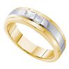 0.15 CTW Mens Princess Diamond Solitaire Two-tone Wedding Ring 14KT Yellow Gold - REF-94X5Y