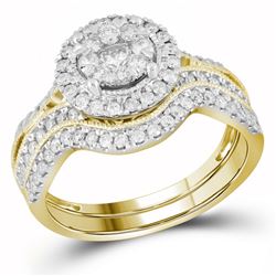 0.90 CTW Diamond Bridal Wedding Engagement Ring 14KT Yellow Gold - REF-112H5M