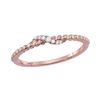 Image 1 : 0.04 CTW Diamond Crossover Stackable Ring 10KT Rose Gold - REF-8Y9X