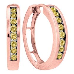 0.50 CTW Cognac-brown Color Diamond Hoop Earrings 14KT Rose Gold - REF-41W9K