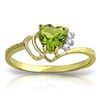 Image 1 : Genuine 0.97 ctw Peridot & Diamond Ring Jewelry 14KT Yellow Gold - REF-29F7Z