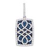 Image 1 : 0.90 CTW Blue Color Diamond Rectangle Cluster Pendant 10KT White Gold - REF-49X5Y