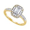Image 1 : 1 CTW Emerald Diamond Solitaire Bridal Ring 14KT Yellow Gold - REF-194N9F