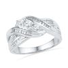Image 1 : 0.50 CTW Diamond 3-Stone Crossover Ring 10KT White Gold - REF-49W5K