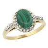 Image 1 : Natural 1.77 ctw Malachite & Diamond Engagement Ring 14K Yellow Gold - REF-30W9K