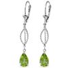 Image 1 : Genuine 3 ctw Peridot Earrings Jewelry 14KT White Gold - REF-45R5P