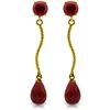 Image 1 : Genuine 7.9 ctw Ruby Earrings Jewelry 14KT Yellow Gold - REF-28P9H