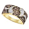 Image 1 : 0.85 CTW Cognac-brown Color Diamond Cocktail Ring 10KT Yellow Gold - REF-49K5W