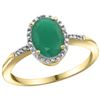 Image 1 : Natural 1.5 ctw Emerald & Diamond Engagement Ring 10K Yellow Gold - REF-26X8A