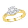 0.50 CTW Diamond Cluster Bridal Engagement Ring 10KT Yellow Gold - REF-52N4F