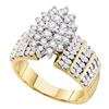 Image 1 : 1 CTW Prong-set Diamond Oval Cluster Accented-side Ring 10KT Yellow Gold - REF-67X4Y