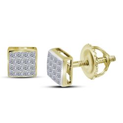 0.42 CTW Princess Diamond Square Cluster Stud Earrings 14KT Yellow Gold - REF-30X2Y