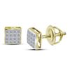 Image 1 : 0.42 CTW Princess Diamond Square Cluster Stud Earrings 14KT Yellow Gold - REF-30X2Y