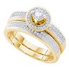 0.50 CTW Diamond Halo Bridal Engagement Ring 10KT Yellow Gold - REF-75H2M