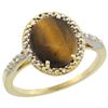 Natural 2.32 ctw Tiger-eye & Diamond Engagement Ring 10K Yellow Gold - REF-23X2A