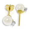 Image 1 : Genuine 4.1 ctw Pearl & Diamond Earrings Jewelry 14KT Yellow Gold - REF-21K6V