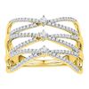 0.50 CTW Diamond Crisscross Crossover Strand Ring 10KT Yellow Gold - REF-37X5Y
