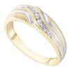 0.05 CTW Mens Diamond Single Row Two-tone Wedding Ring 10KT Yellow Gold - REF-14K9W
