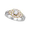 1 CTW Diamond 2-tone Bridal Wedding Engagement Ring 14KT White Gold - REF-136Y4X