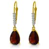 Genuine 3.15 ctw Garnet & Diamond Earrings Jewelry 14KT Yellow Gold - REF-44H3X