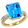 Natural 5.42 ctw Swiss-blue-topaz & Diamond Engagement Ring 14K Yellow Gold - REF-61W9K