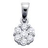 0.50 CTW Diamond Flower Cluster Charm Pendant 14K White Gold - REF-37M5H