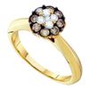 0.51 CTW Cognac-brown Color Diamond Cluster Bridal Ring 14KT Yellow Gold - REF-49X5Y