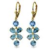Genuine 5.32 ctw Blue Topaz Earrings Jewelry 14KT Yellow Gold - REF-50X3M
