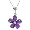 Genuine 2.22 ctw Amethyst & Diamond Necklace Jewelry 14KT White Gold - REF-30T2A