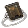 Natural 5.44 ctw smoky-topaz & Diamond Engagement Ring 14K White Gold - REF-45K5R