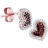 Image 1 : 0.17 CTW Red Color Diamond Heart Stud Screwback Earrings 10KT Rose Gold - REF-19Y4X