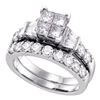 Image 1 : 1 CTW Princess Diamond Invisible-set Bridal Engagement Ring 14k White Gold - REF-134K9W