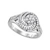 0.51 CTW Diamond Flower Swirl Ring 10KT White Gold - REF-59X9Y