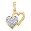 Image 1 : 0.08 CTW Diamond Double Heart Pendant 10KT Yellow Gold - REF-9M7H