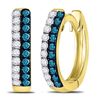 Image 1 : 0.20 CTW Blue Color Diamond Huggie Earrings 10KT Yellow Gold - REF-13Y4X