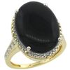 Image 1 : Natural 6.28 ctw Onyx & Diamond Engagement Ring 14K Yellow Gold - REF-58V2F