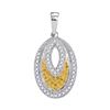 Image 1 : 0.20 CTW Yellow Color Diamond Oval Milgrain Pendant 10KT White Gold - REF-18F2N