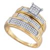 Image 1 : 0.37 CTW His & Hers Diamond Cluster Matching Bridal Ring 10KT Yellow Gold - REF-44F9N