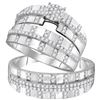 Image 1 : 0.63 CTW His & Hers Diamond Cluster Matching Bridal Ring 10KT White Gold - REF-49W5K