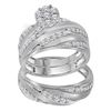 Image 1 : 1.1 CTW His & Hers Diamond Cluster Matching Bridal Ring 10KT White Gold - REF-101X2Y
